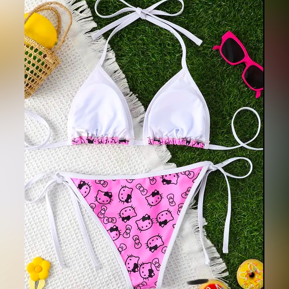 NWOT Hello Kitty Triangle String Bikini Set - Picture 3 of 5